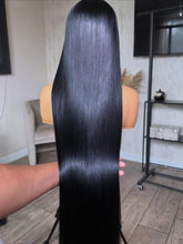 Load image into Gallery viewer, 7x7 Jet Black Bust Down wig back view